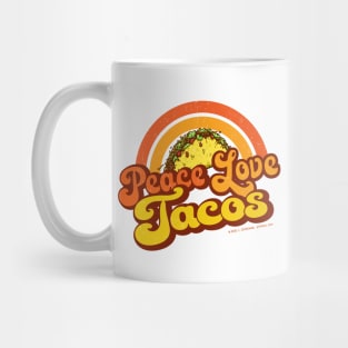 PEACE LOVE TACOS - Distressed Retro Rainbow Mug